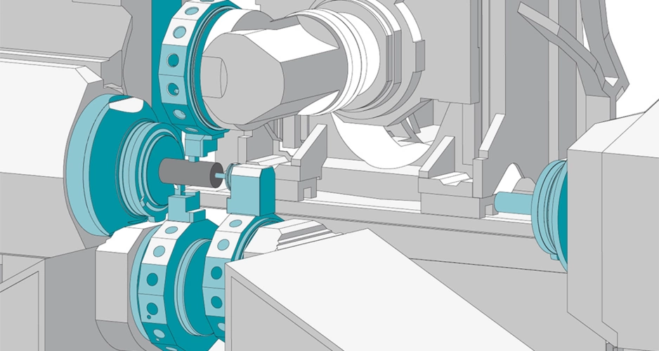 Zeitgleiches Bearbeiten mit 3 Werkzeugen an der Haupt- oder Gegenspindel